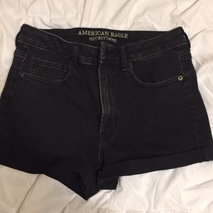 American Eagle black denim shorts